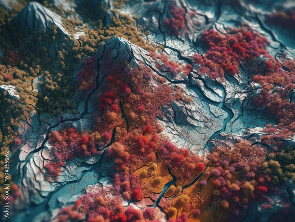 Colorful paper cut terrain background created with Generative AI technology.