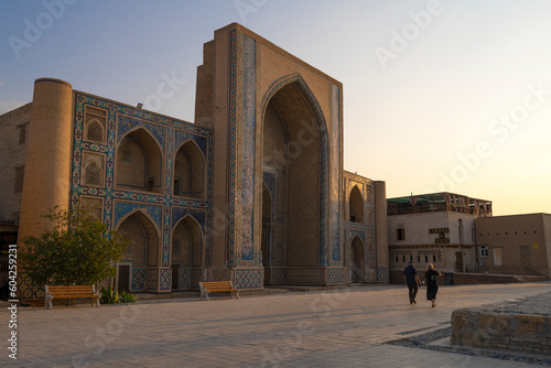 Early sunny morning at the ancient Mirzo Ulugbek madrasah, Bukhara