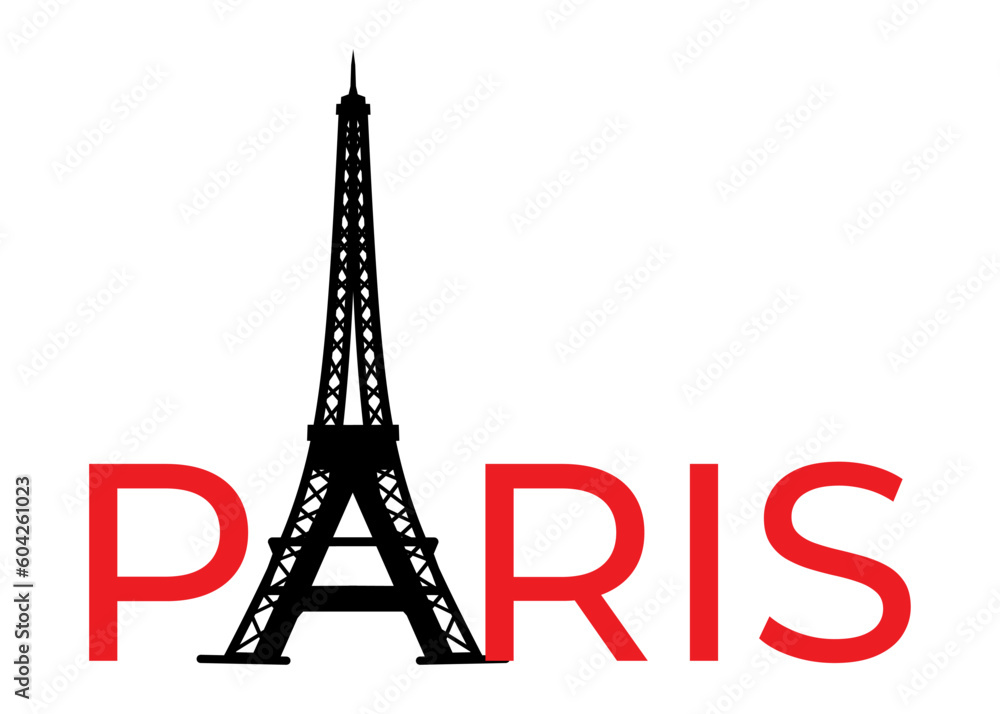 EIFFEL TOWER PARIS LANDMARK SILHOUETTE LETTERS