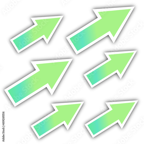 Going up arrow with transparent background.Rising green arrow sticker. Increased, growth sign. Arrow sticker PNG.