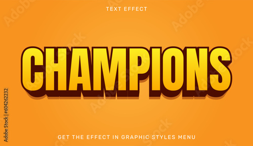 Champions editable text effect in 3d style. Suitable for brand or business logo