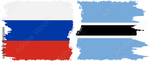 Botswana and Russia grunge flags connection vector