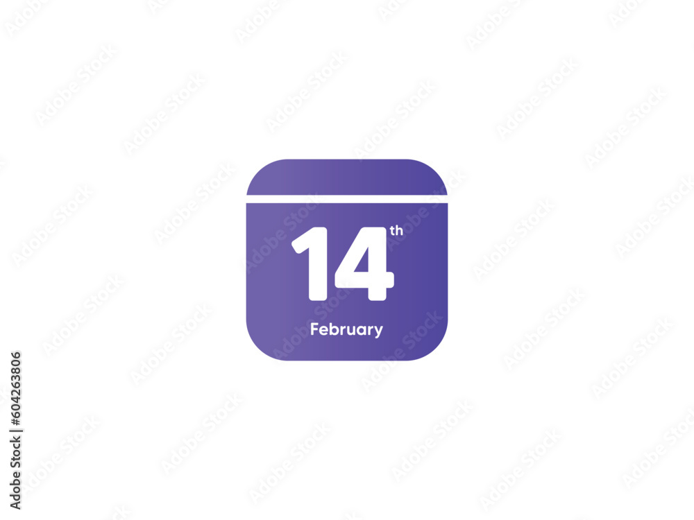 14th February calendar date month icon with gradient color, flat design style vector illustration 14th February calendar date month icon with gradient color, flat design style vector illustration
