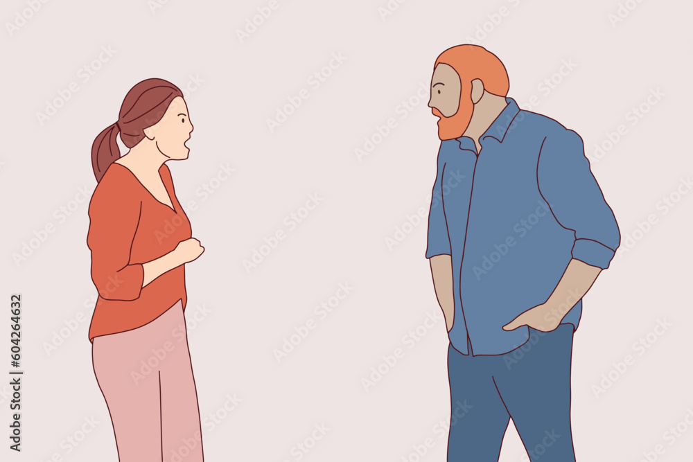 line art character family husband and wife quarreling family problems arguing arguing life problems hand drawn illustration vector line art character family husband and wife quarreling family problems arguing arguing life problems hand drawn illustration vector