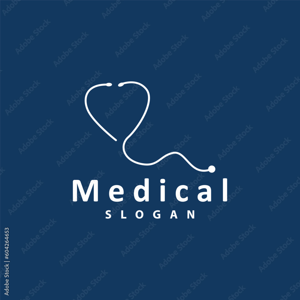 Health Logo, Doctor Stethoscope Vector, Health Care Line Design, Icon Silhouette Illustration Health Logo, Doctor Stethoscope Vector, Health Care Line Design, Icon Silhouette Illustration