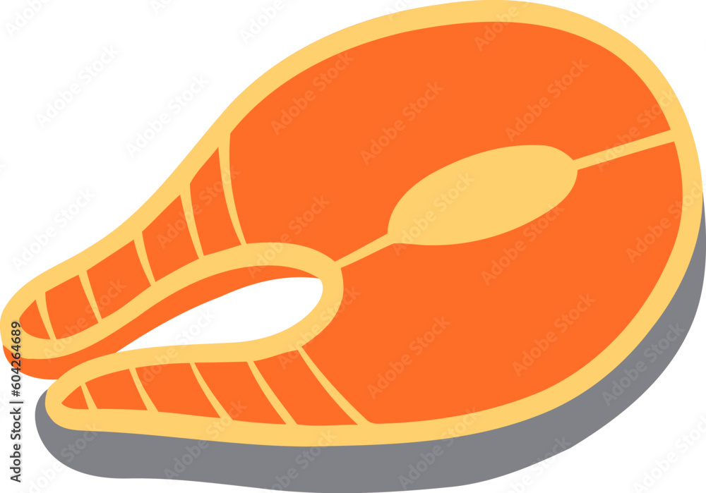 Islamic Food Salmon Meat Flat Hand Drawn Illustration Islamic Food Salmon Meat Flat Hand Drawn Illustration
