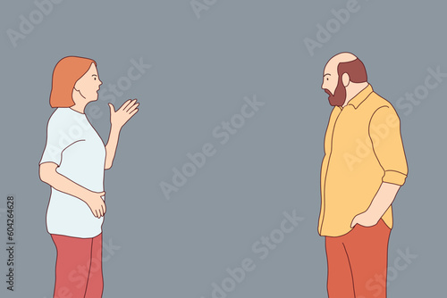 line art character family husband and wife quarreling family problems arguing arguing life problems hand drawn illustration vector