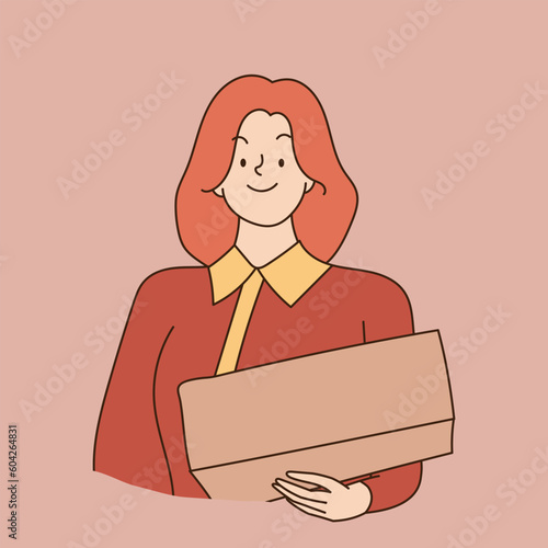 line art worker lifting boxes in warehouse store packing delivery worker hand drawn illustration vector simple