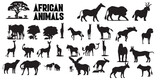 A collection of African animal silhouette vectors.