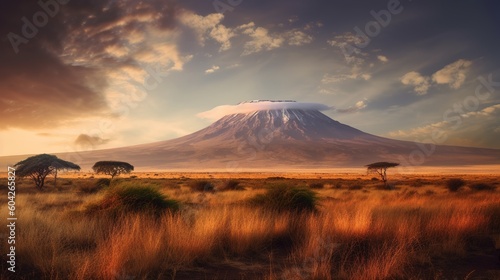 Sunset over the mountains in Africa
