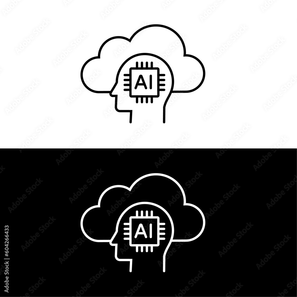 Cloud Computing with AI Icon - Illustrates the concept of cloud computing and artificial intelligence. Pixel Perfect Editable Stroke Icon. Cloud Computing with AI Icon - Illustrates the concept of cloud computing and artificial intelligence. Pixel Perfect Editable Stroke Icon.