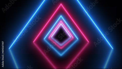 abstract background with neon lights and triangles. 