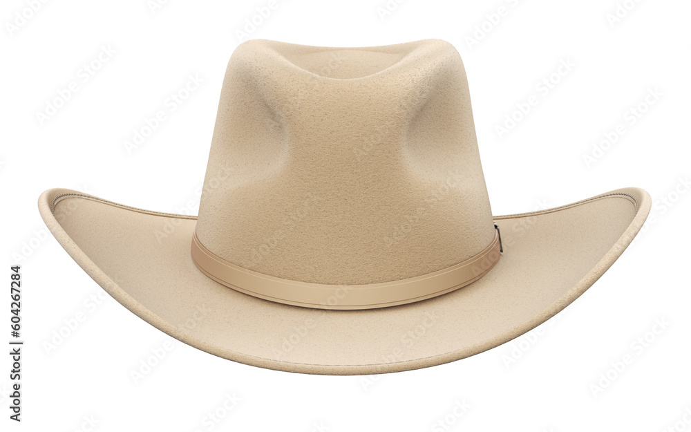 Front view of cowboy hat isolated on white background - 3D illustration Front view of cowboy hat isolated on white background - 3D illustration