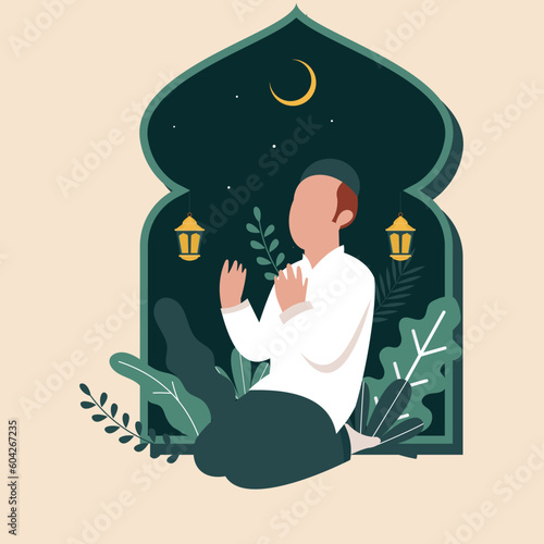 illustration peopel moslem pray