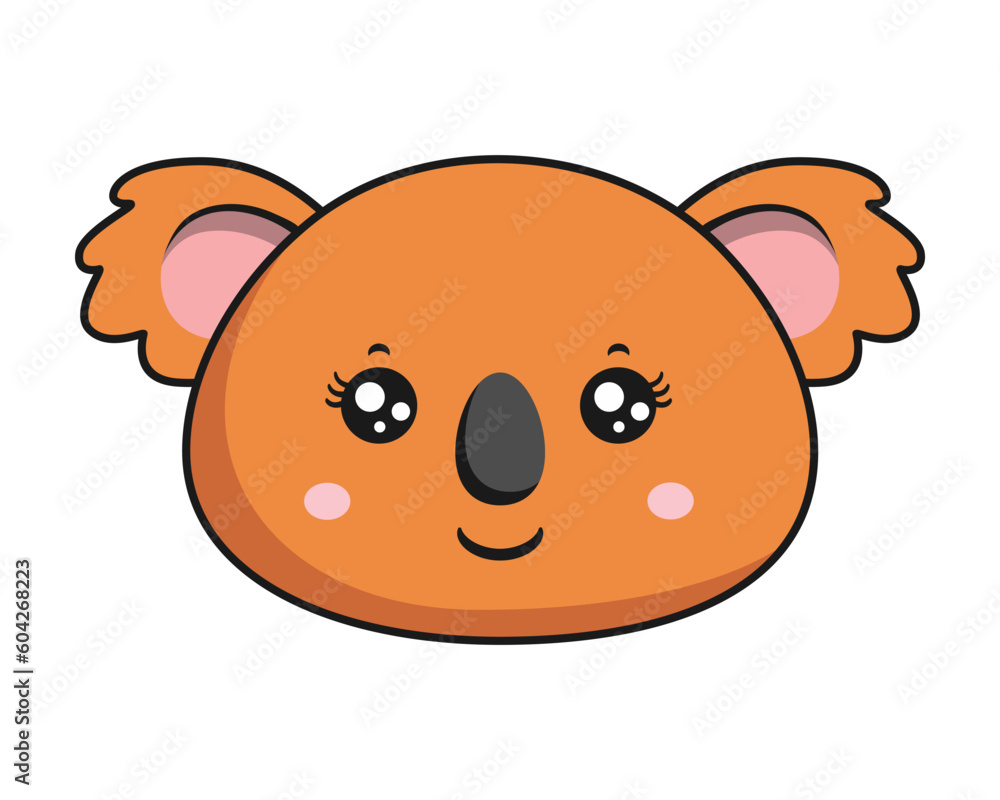 Koala Smile Face Brown Koala Sticker Kawaii Isolated Koala Smile Face Brown Koala Sticker Kawaii Isolated
