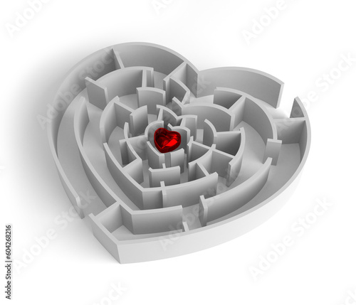 Cardioid labyrinth 3d render,image contains clipping path.