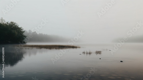 Foggy lake. Designed using generative ai.