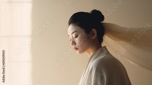 Foto Portrait of a Geisha. Designed using generative AI.