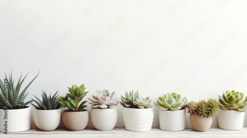 Various succulents with a white background. Designed using generative ai Various succulents with a white background. Designed using generative ai