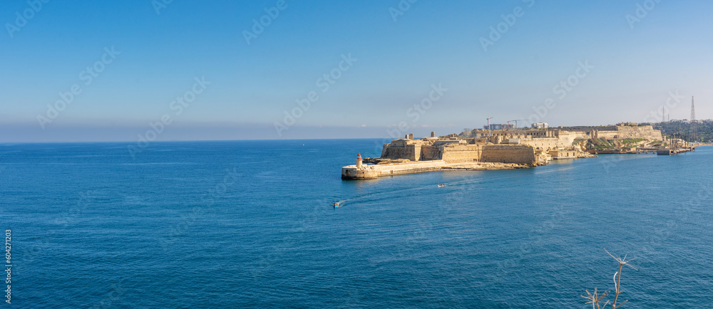 Fort Rikasoli in Birgu, La Valetta, Malta - view from the Upper Barrakka Gardens