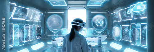 Woman doctor in the laboratory, banner.ai