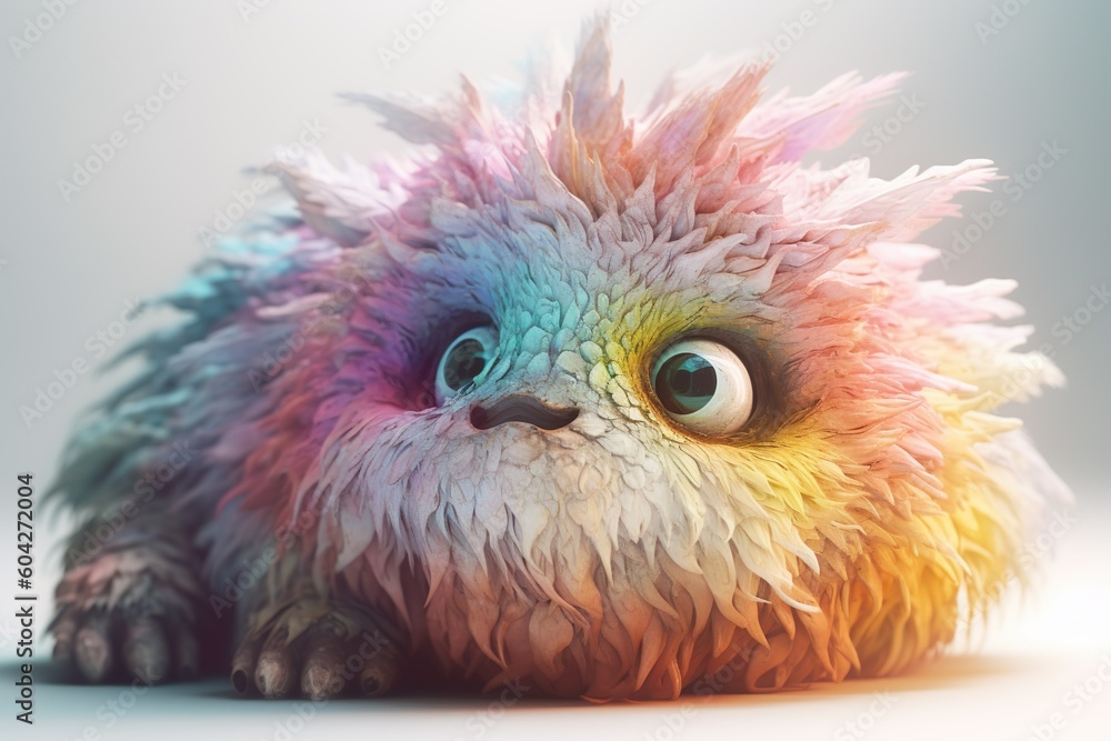 Cute Fantasy creature animal in soft dreamy pastel colors