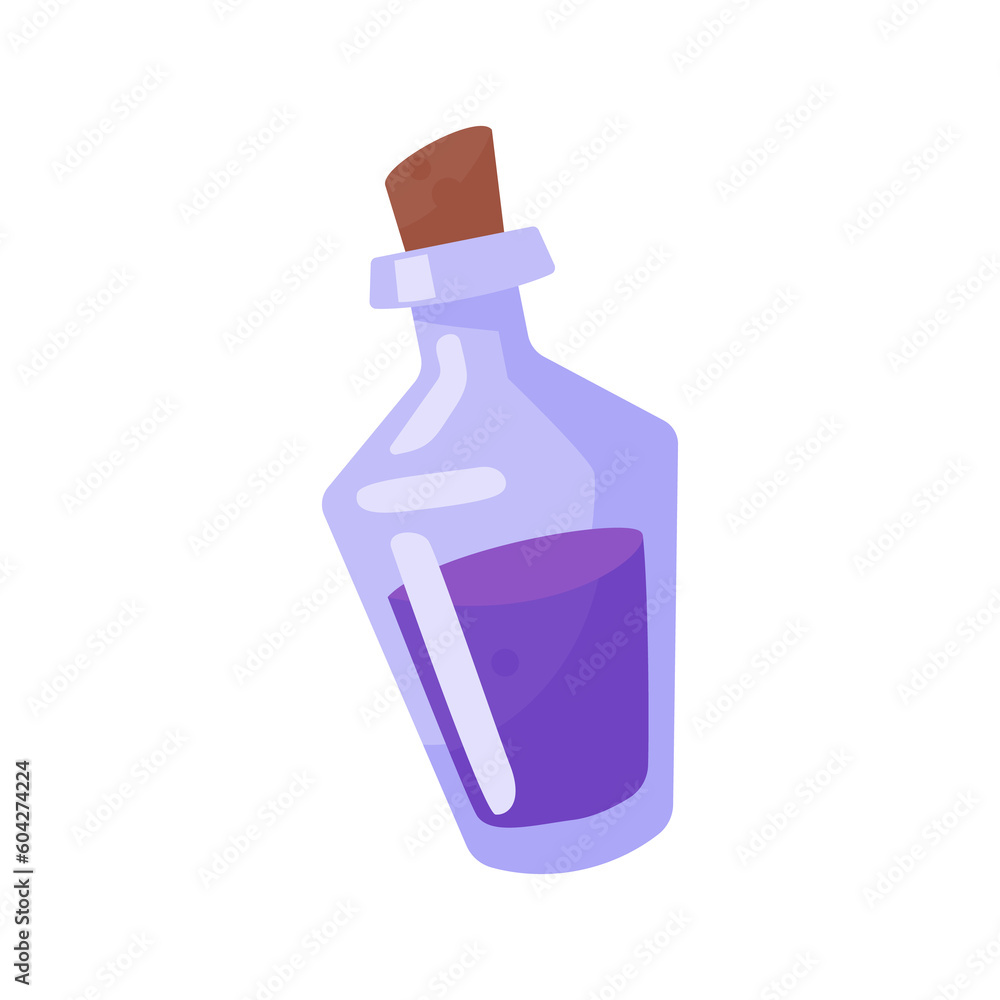 A glass bottle containing poison. witch magic potion bottle for halloween