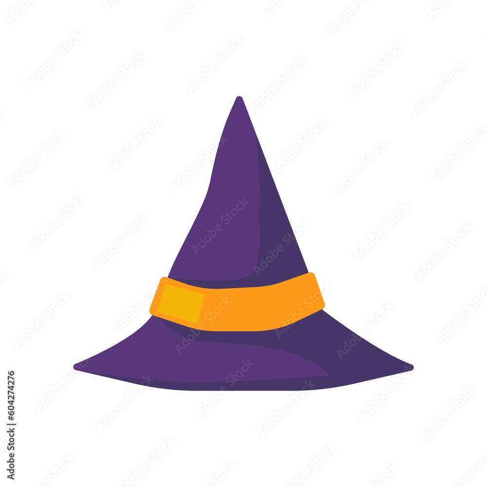 Fototapeta premium Witch's hat. Magic hat. The costume adorns the little wizard's head at a Halloween party.