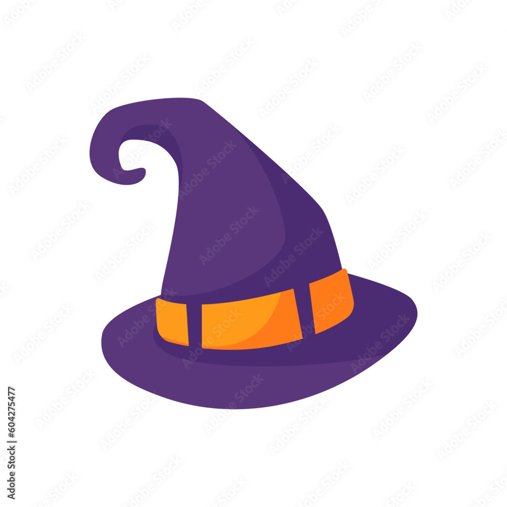Naklejka premium Witch's hat. Magic hat. The costume adorns the little wizard's head at a Halloween party.
