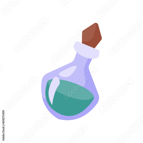 A glass bottle containing poison. witch magic potion bottle for halloween