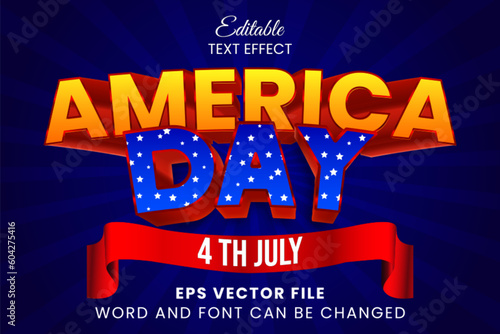 3D USA America day vector text effect