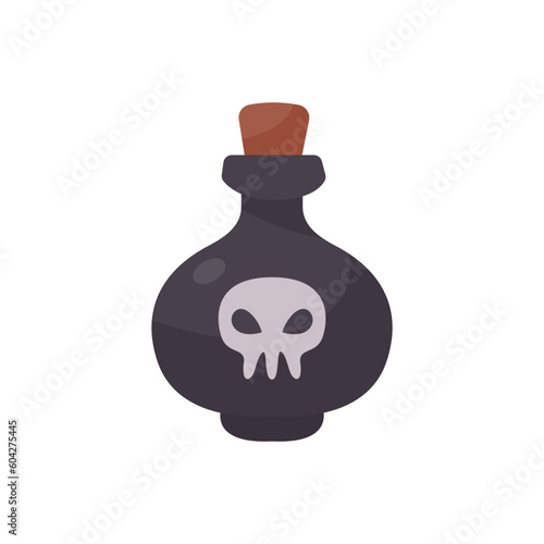 A glass bottle containing poison. witch magic potion bottle for halloween