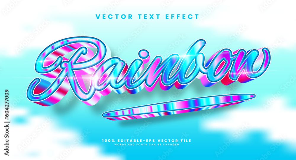 Rainbow editable text style effect. Vector text effect, with luxury ...
