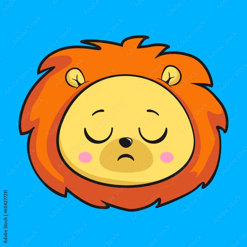 Lion Sad Face Head Kawaii Sticker Lion Sad Face Head Kawaii Sticker