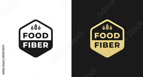 Food fiber label or Food fiber logo vector isolated in flat style. Food fiber label for product packaging design element. Food fiber logo for packaging design element.