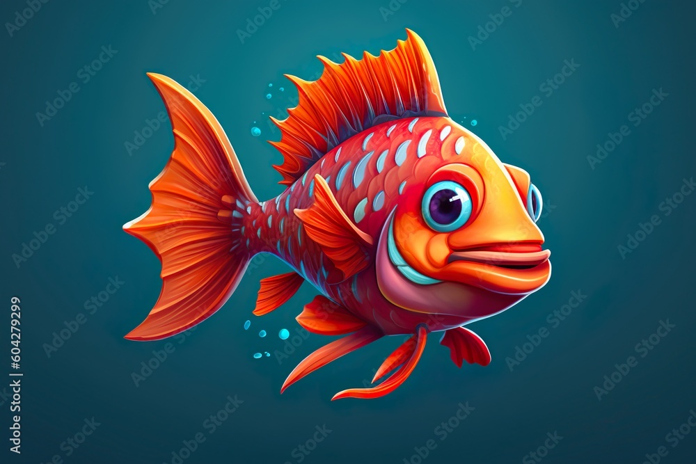 Fototapeta premium Dessin d'un poisson fun. Ai générative