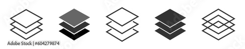 Layer icon set. Layers icons collection. Vector illustration.
