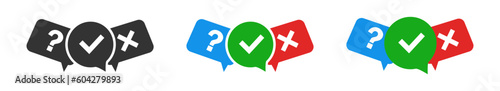 Quiz with speech bubble. Questionnaire show sing symbol. Checkmark Cross Question. Vector illustration.