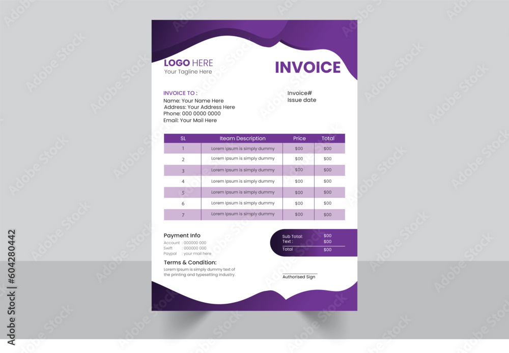 Vector modern invoice design template