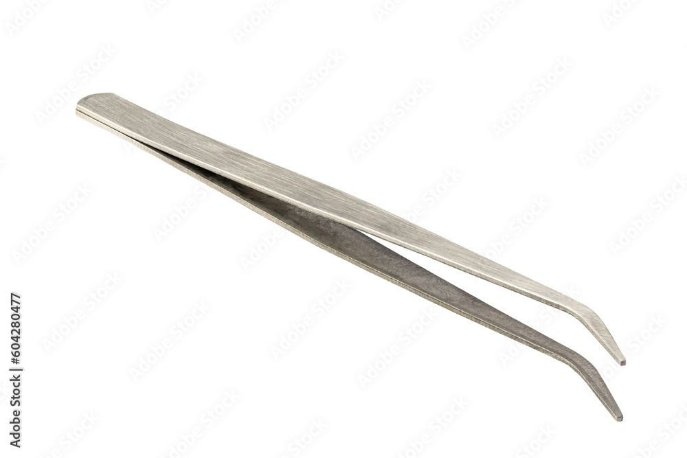 Steel Forceps or Tweezers Isolated on White Background Steel Forceps or Tweezers Isolated on White Background