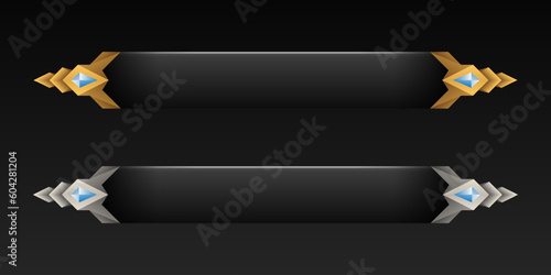 Gold and silver fantasy lower thrid screen title banners for game gui design