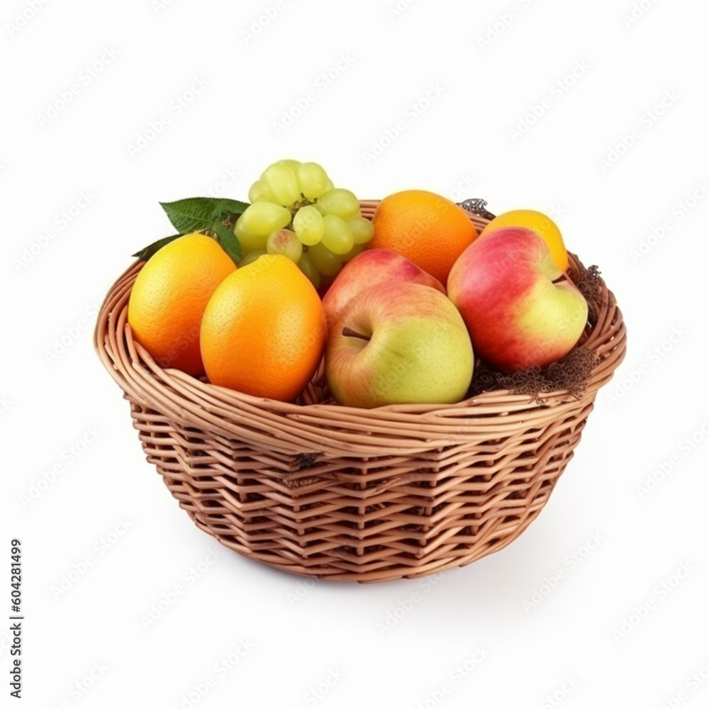 fruit basket isolated image on white background fruit basket isolated image on white background