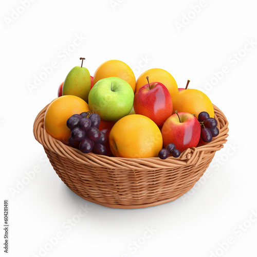 fruit basket isolated image on white background