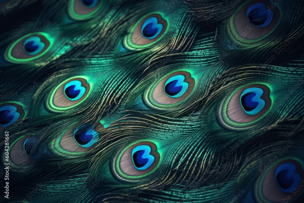 Fototapeta premium Leather colorful peacock. Generate Ai