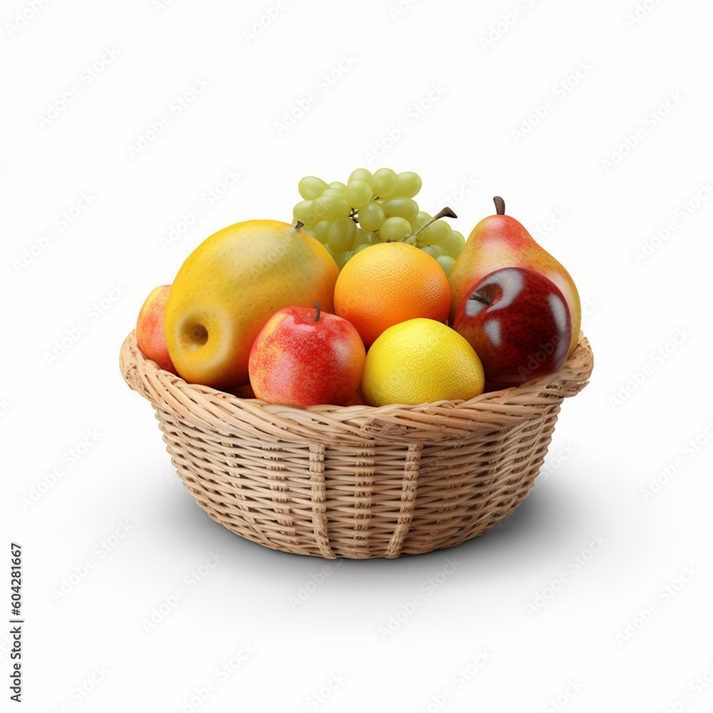 fruit basket isolated image on white background fruit basket isolated image on white background