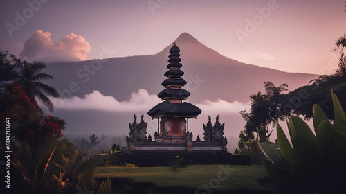 indonesian temple in the valley photo