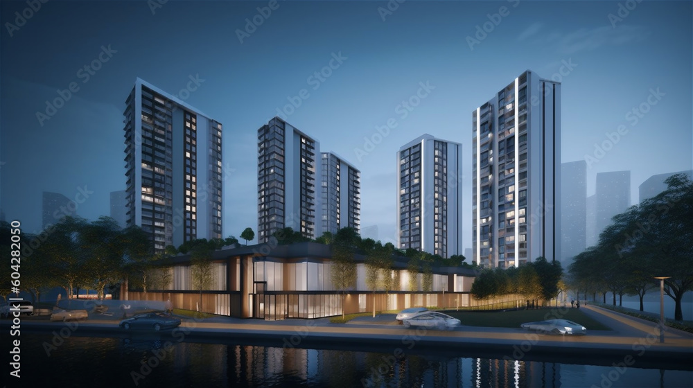 High-end residential buildings with modern design