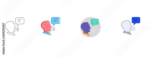 Person speaking - communication - conversation -speech bubble Vector Line Icon
