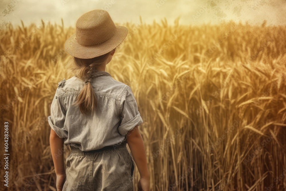 Farmer child farm field. Generate Ai Farmer child farm field. Generate Ai