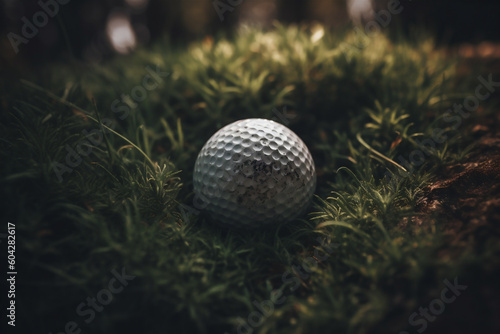 Closeup golf ball in the grass